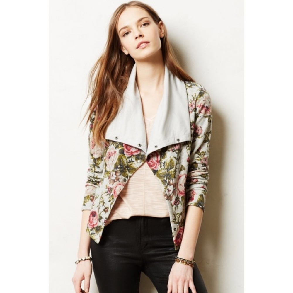 🎈Anthropologie Florascape Knit Moto Jacket, XS